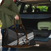 Custom Rugby Fiji Travel Bag Black Traditional Masi Inspired