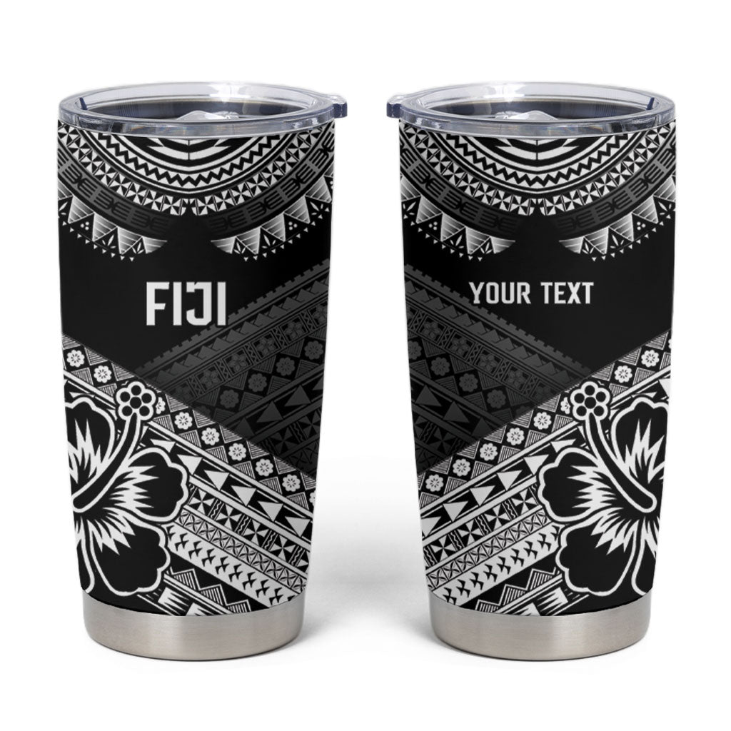 Custom Rugby Fiji Tumbler Cup Black Traditional Masi Inspired