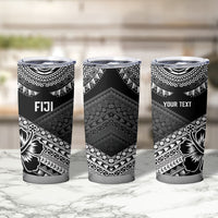 Custom Rugby Fiji Tumbler Cup Black Traditional Masi Inspired