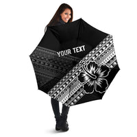 Custom Rugby Fiji Umbrella Black Traditional Masi Inspired