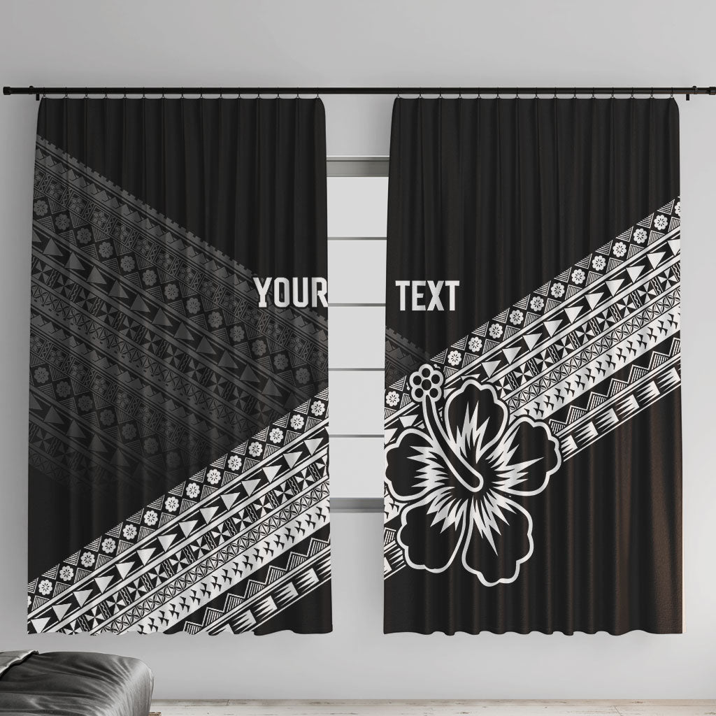 Custom Rugby Fiji Window Curtain Black Traditional Masi Inspired