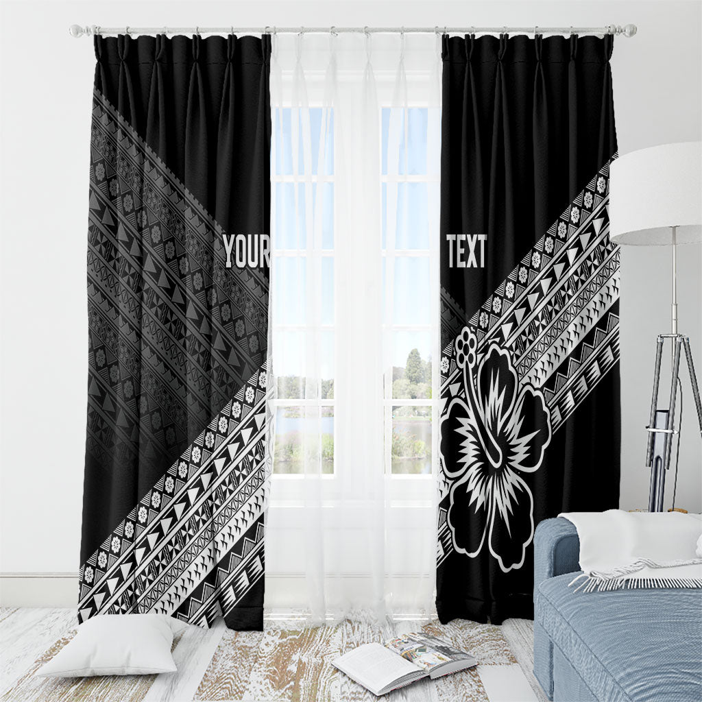 Custom Rugby Fiji Window Curtain Black Traditional Masi Inspired
