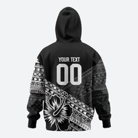Custom Rugby Fiji Zip Hoodie Black Traditional Masi Inspired