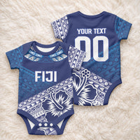 Custom Rugby Fiji Baby Onesie Blue Traditional Masi Inspired LT9 - Polynesian Pride