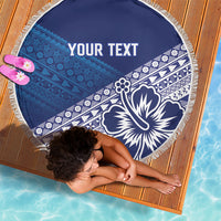 Custom Rugby Fiji Beach Blanket Blue Traditional Masi Inspired