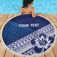 Custom Rugby Fiji Beach Blanket Blue Traditional Masi Inspired