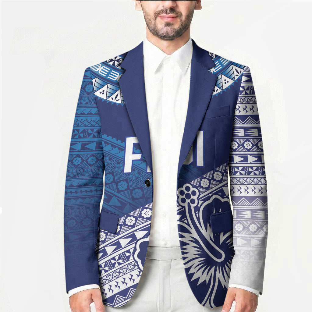 Custom Rugby Fiji Blazer Blue Traditional Masi Inspired