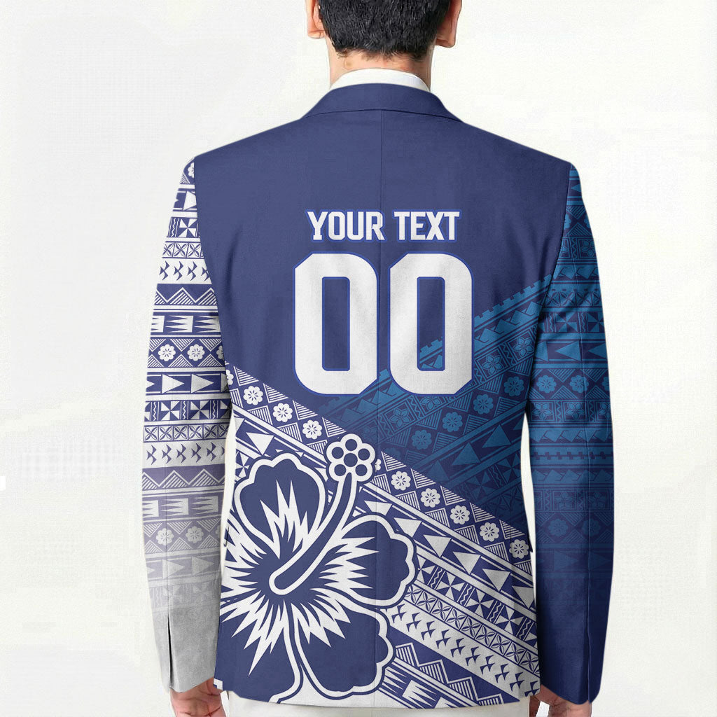 Custom Rugby Fiji Blazer Blue Traditional Masi Inspired
