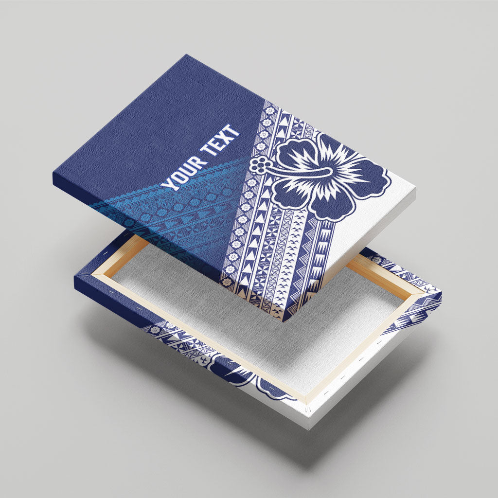Custom Rugby Fiji Canvas Wall Art Blue Traditional Masi Inspired