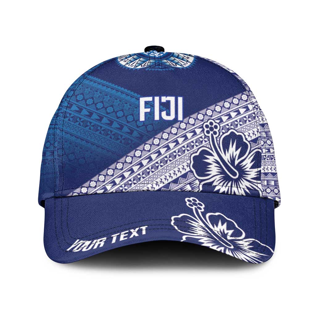 Personalised Rugby Fiji Classic Cap Blue Traditional Masi Inspired