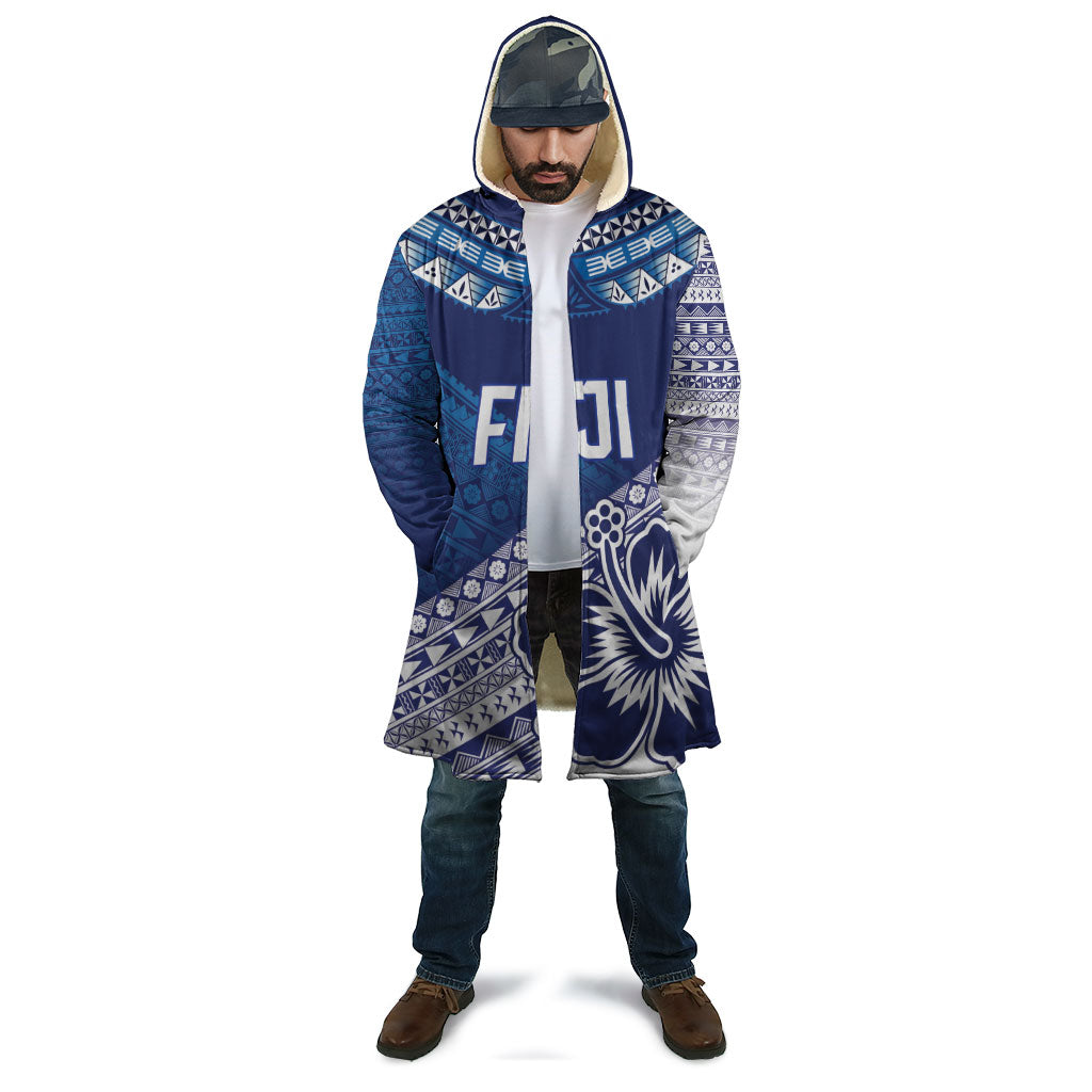 Custom Rugby Fiji Cloak Blue Traditional Masi Inspired