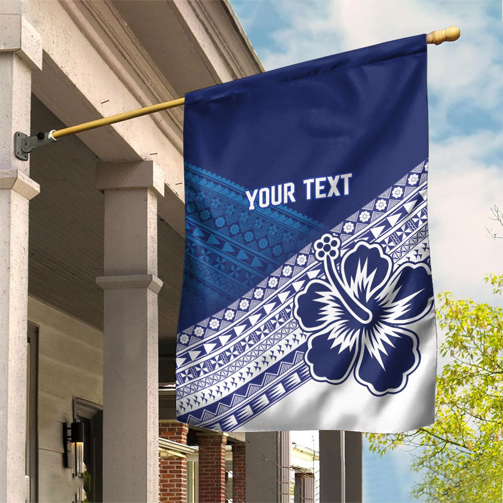 Custom Rugby Fiji Garden Flag Blue Traditional Masi Inspired