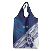 Custom Rugby Fiji Grocery Bag Blue Traditional Masi Inspired