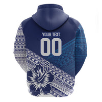Custom Rugby Fiji Hoodie Blue Traditional Masi Inspired
