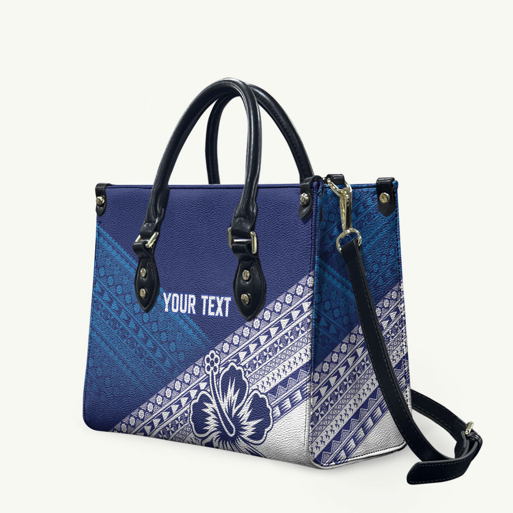 Custom Rugby Fiji Leather Bag Blue Traditional Masi Inspired