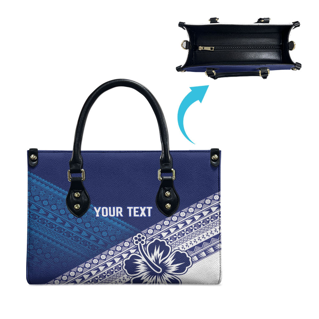 Custom Rugby Fiji Leather Bag Blue Traditional Masi Inspired