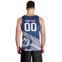 Custom Rugby Fiji Men Tank Top Blue Traditional Masi Inspired