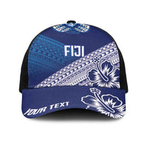 Personalised Rugby Fiji Mesh Trucker Cap Blue Traditional Masi Inspired