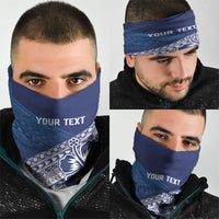 Custom Rugby Fiji Neck Gaiter Blue Traditional Masi Inspired