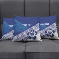 Custom Rugby Fiji Pillow Cover Blue Traditional Masi Inspired