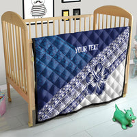 Custom Rugby Fiji Quilt Blue Traditional Masi Inspired