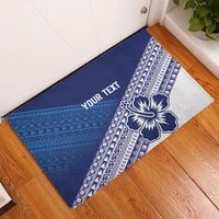 Custom Rugby Fiji Rubber Doormat Blue Traditional Masi Inspired