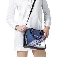 Custom Rugby Fiji Shoulder Handbag Blue Traditional Masi Inspired