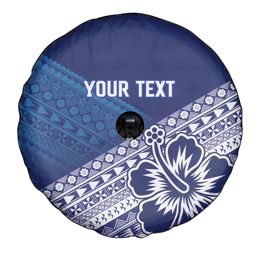 Custom Rugby Fiji Spare Tire Cover Blue Traditional Masi Inspired
