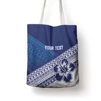 Custom Rugby Fiji Tote Bag Blue Traditional Masi Inspired