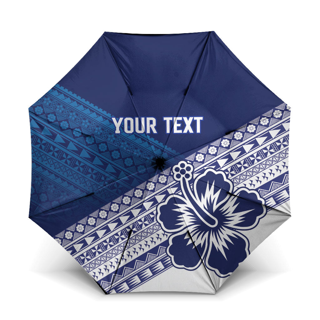 Custom Rugby Fiji Umbrella Blue Traditional Masi Inspired
