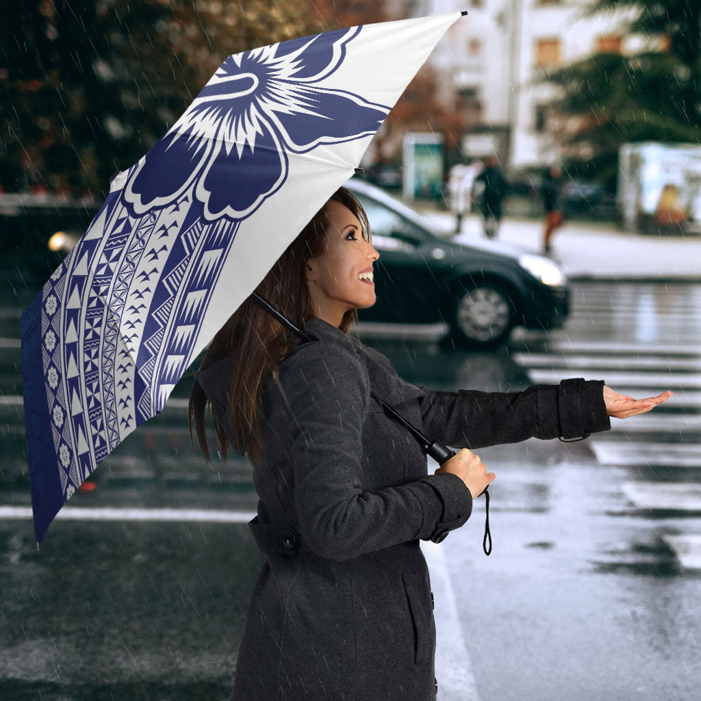 Custom Rugby Fiji Umbrella Blue Traditional Masi Inspired