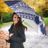 Custom Rugby Fiji Umbrella Blue Traditional Masi Inspired