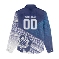 Custom Rugby Fiji Women Casual Shirt Blue Traditional Masi Inspired
