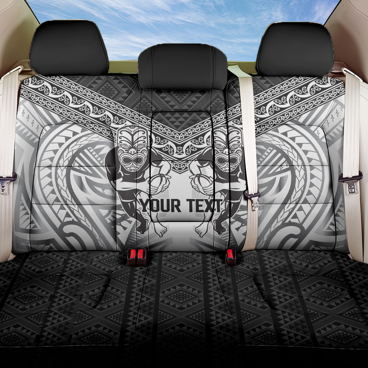 Custom Rugby New Zealand Black Fern Back Car Seat Cover Niho Taniwha Inspired LT9 One Size White - Polynesian Pride