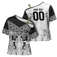Custom Rugby New Zealand Black Fern Cross Shoulder Shirt Niho Taniwha Inspired
