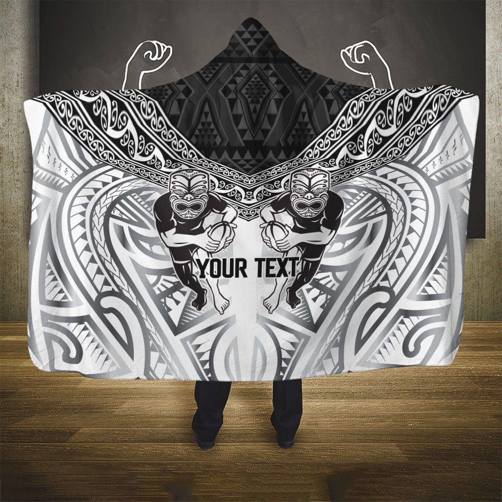Custom Rugby New Zealand Black Fern Hooded Blanket Niho Taniwha Inspired