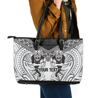 Custom Rugby New Zealand Black Fern Leather Tote Bag Niho Taniwha Inspired