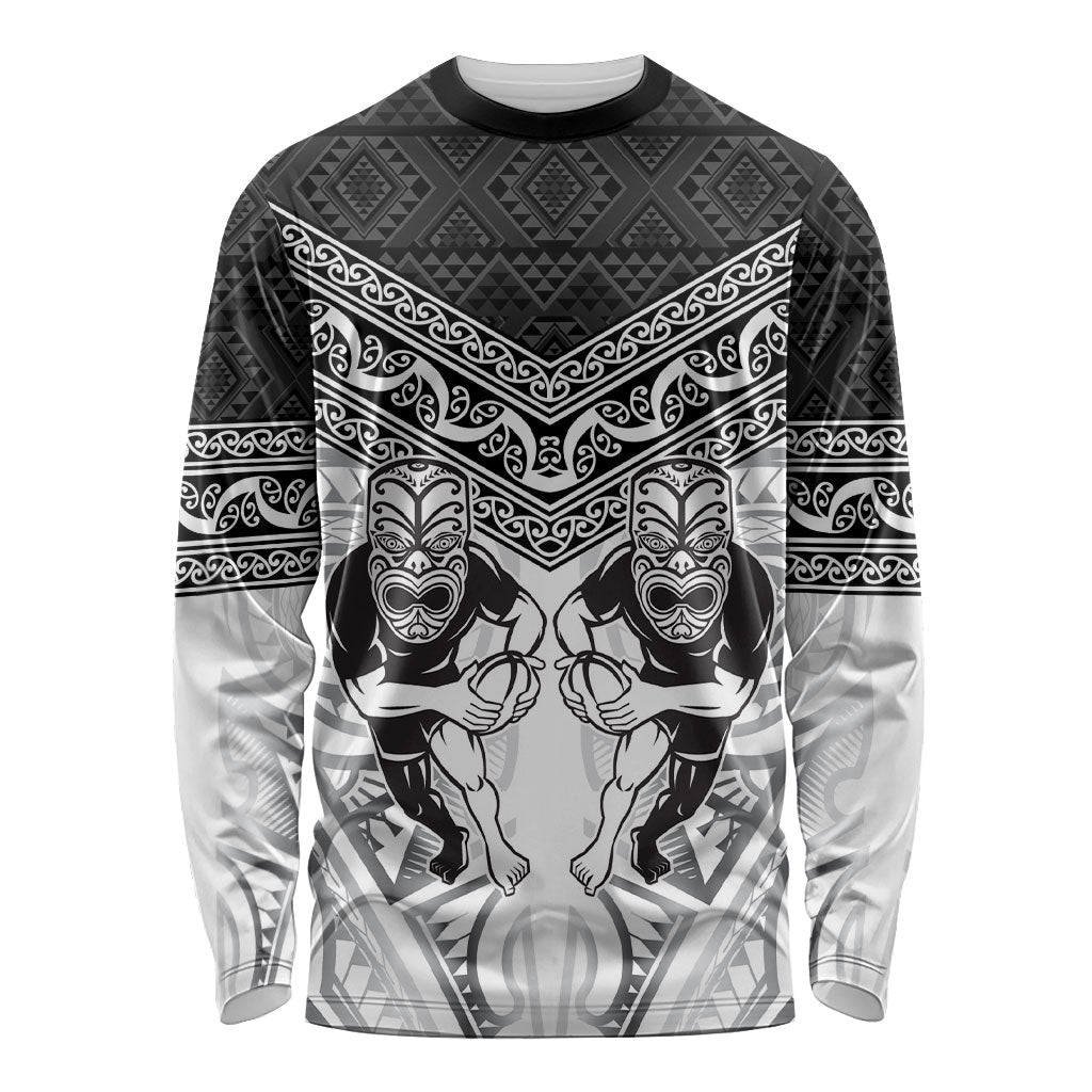 Custom Rugby New Zealand Black Fern Long Sleeve Shirt Niho Taniwha Inspired LT9 Unisex White - Polynesian Pride