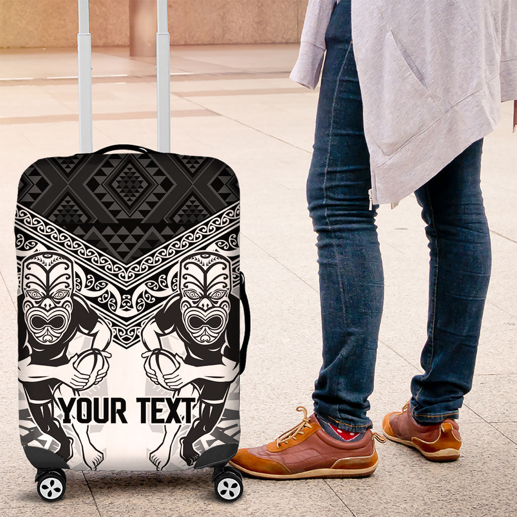 Custom Rugby New Zealand Black Fern Luggage Cover Niho Taniwha Inspired LT9 White - Polynesian Pride