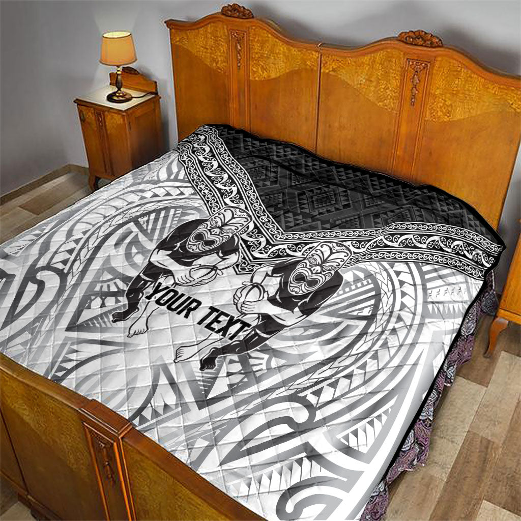 Custom Rugby New Zealand Black Fern Quilt Niho Taniwha Inspired