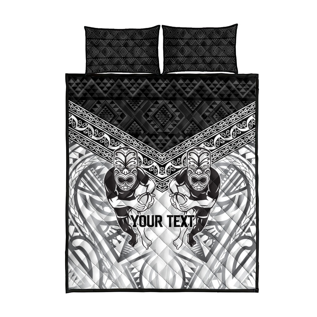 Custom Rugby New Zealand Black Fern Quilt Bed Set Niho Taniwha Inspired