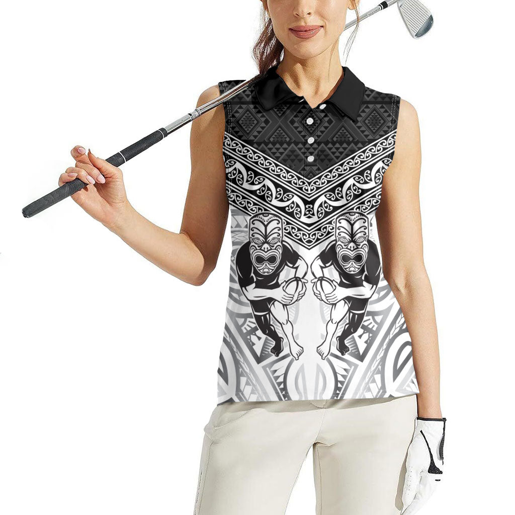 Custom Rugby New Zealand Black Fern Women Sleeveless Polo Shirt Niho Taniwha Inspired