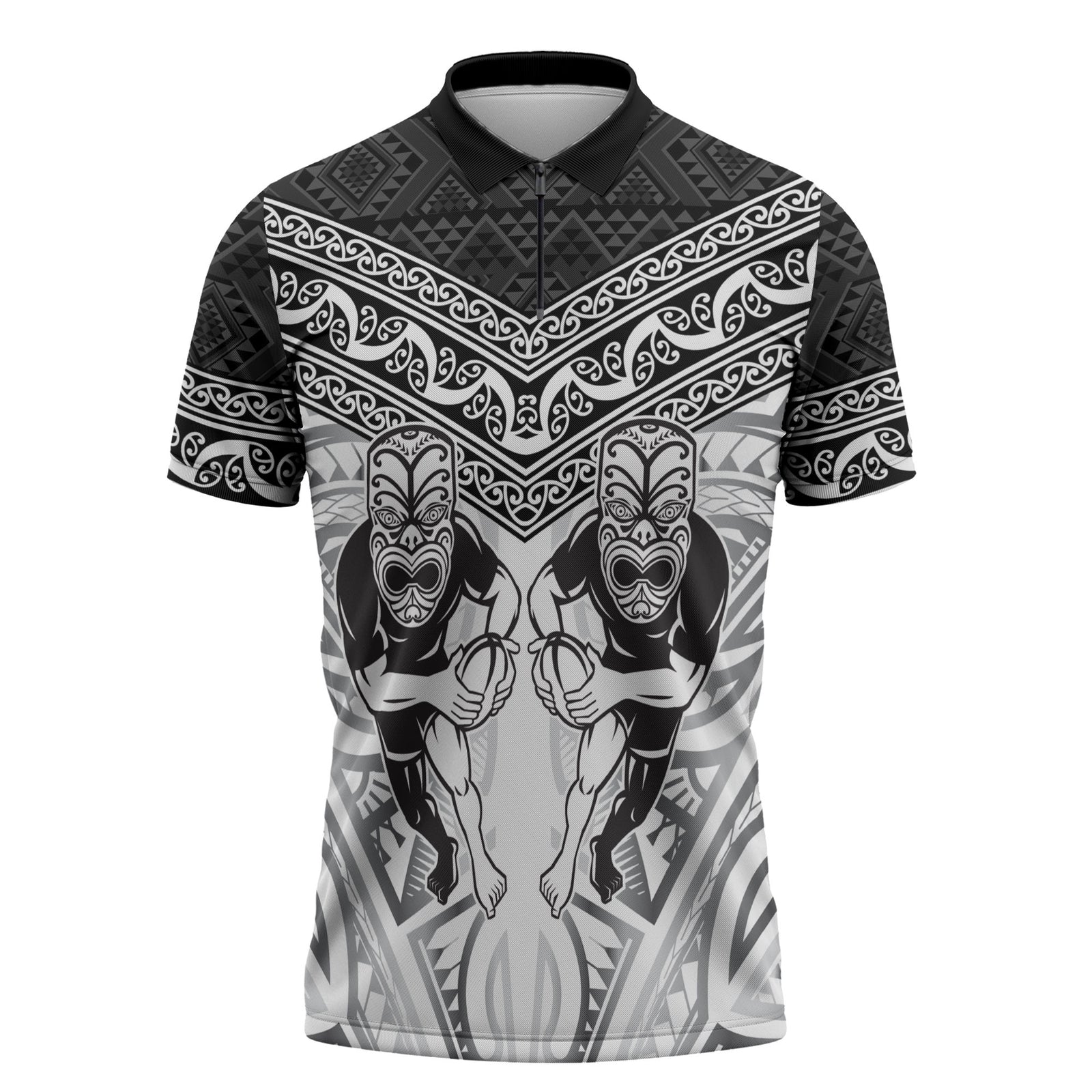Custom Rugby New Zealand Black Fern Zipper Polo Shirt Niho Taniwha Inspired