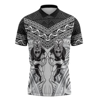 Custom Rugby New Zealand Black Fern Zipper Polo Shirt Niho Taniwha Inspired