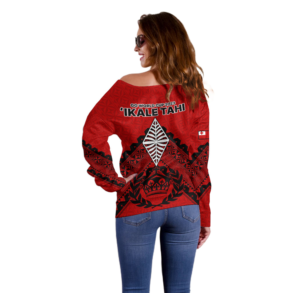 Tonga Rugby Off Shoulder Sweater Proud Tongan Ngatu Kupesi World Cup 2023 No2 LT9 - Polynesian Pride