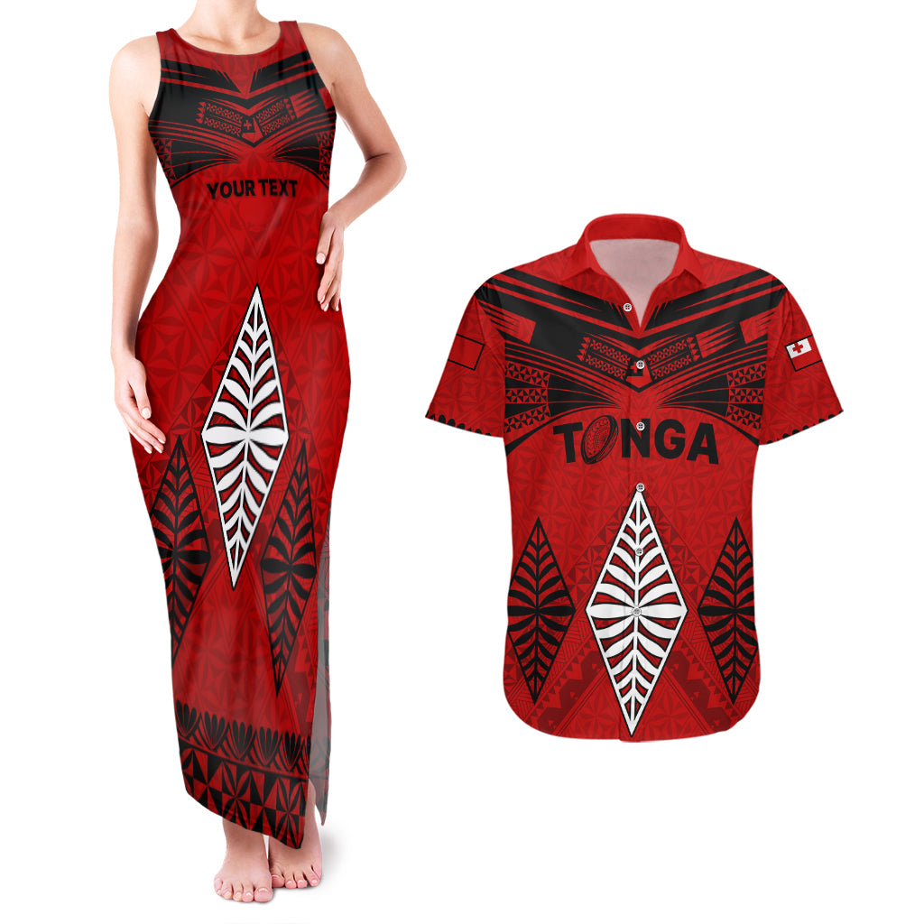 Custom Tonga Rugby Couples Matching Tank Maxi Dress And Hawaiian Shirt Proud Tongan Ngatu Kupesi World Cup 2023 No2 LT9 Black - Polynesian Pride