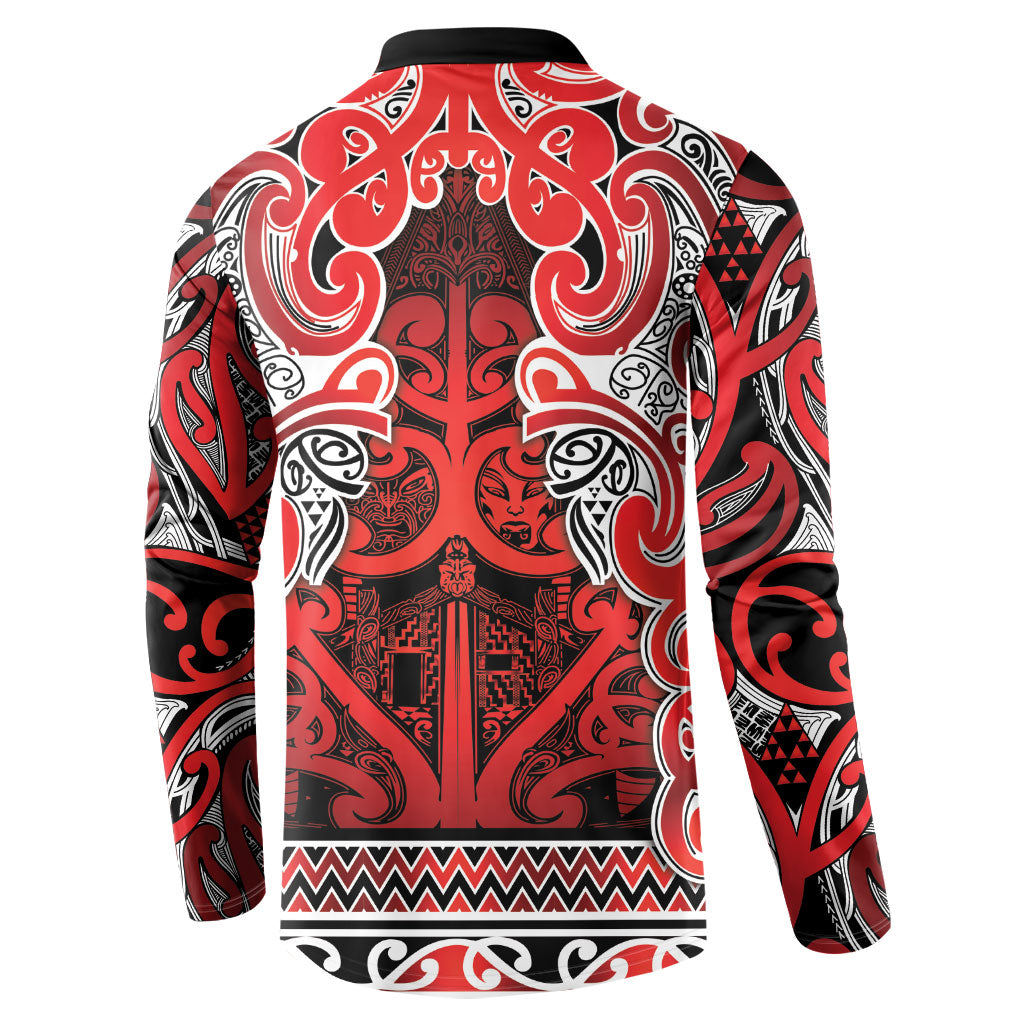 Aotearoa Iwi Ngapuhi Button Sweatshirt Maori Wharenui House Tribal Pattern LT9 - Polynesian Pride