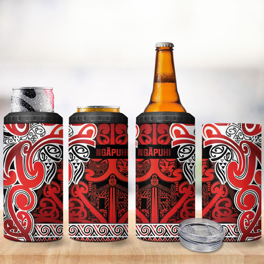 Aotearoa Iwi Ngapuhi 4 in 1 Can Cooler Tumbler Maori Wharenui House Tribal Pattern LT9 - Polynesian Pride