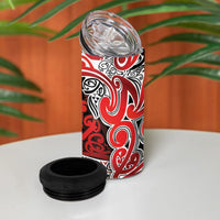 Aotearoa Iwi Ngapuhi 4 in 1 Can Cooler Tumbler Maori Wharenui House Tribal Pattern LT9 - Polynesian Pride