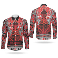 Aotearoa Iwi Ngapuhi Couples Matching Off Shoulder Short Dress and Long Sleeve Button Shirt Maori Wharenui House Tribal Pattern LT9 - Polynesian Pride